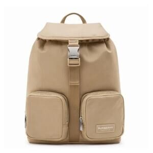 Burberry Unisex large nylon Waterproof logo Tan Backpack NEW Small